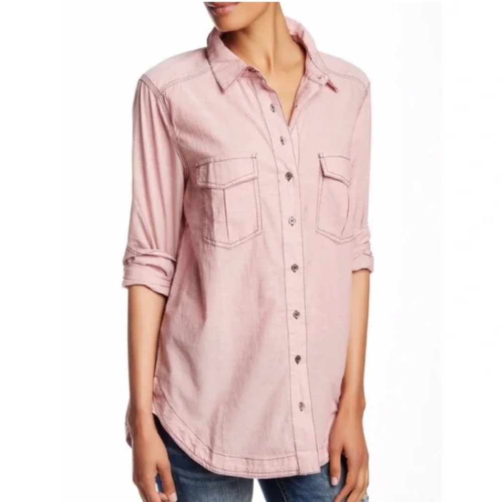 Free People Last Chance Button Down LongSleeved Top